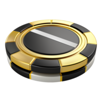 AI generated A gold and black poker chip with a white line in the middle png