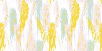 Artistic striped oil dynamic brush strokes texture seamless pattern. Yellow splashes of paint on a light background. Abstract  printing with stains, drops, spots vertical lines patterned. Collage vector