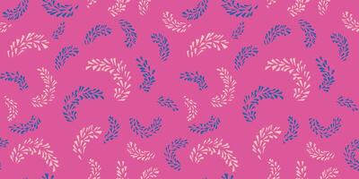 Pink simple seamless pattern with abstract branches in a tiny shapes drops, spots, dots. Minimalist geometric stems patterned. Vector hand drawing sketch. Collage for designs, printing