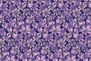 Creative simple flowers meadow seamless pattern. Abstract ditsy floral printing on a violet background. Vector hand drawn sketch. Template for designs, textile, fashion, surface design, fabric