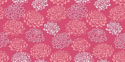 Simple abstract geometric flowers seamless pattern. Creative shapes floral hot pink printing. Vector hand drawn sketch. Template for designs, textiles, surface design, fabric