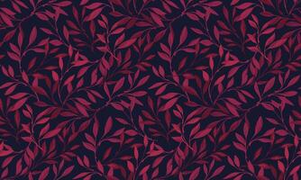 Vector hand drawn branches leaves intertwined in a seamless pattern. Beautiful, artistic, burgundy leaf stem textured print. Template for design, textile, fashion, surface design, fabric