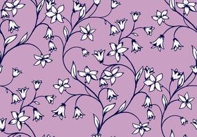 Purple simple seamless pattern with intertwined branches with tiny flowers bells. Abstract artistic blooming wild meadow floral stems printing. Template for design, fabric, fashion, textile vector