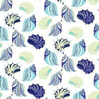 Pastel abstract artistic sea shells seamless pattern. Creative cute marine printing. Vector hand drawn sketch. Template for designs, notebook cover, wrapping paper, exotic wallpaper
