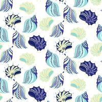 Pastel abstract artistic sea shells seamless pattern. Creative cute marine printing. Vector hand drawn sketch. Template for designs, notebook cover, wrapping paper, exotic wallpaper