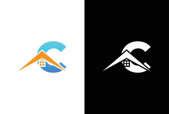 Initial letter C with house logo icon design vector. letter C with house logo design template inspiration.