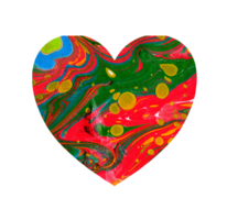 acquerello illustrazione di un' multicolore cuore con macchie e tinte di dipingere. festivo carta per San Valentino giorno, nozze, anniversario. artistico design elemento isolato png