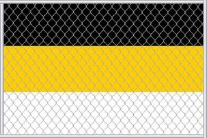 Vector illustration of the imperial flag of Russia under the lattice. Concept of isolationism