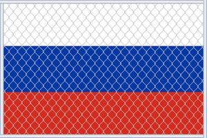 Vector illustration of the flag of Russia under the lattice. Concept of isolationism.