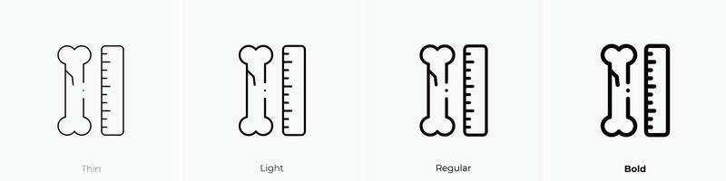 medición icono. delgado, luz, regular y negrita estilo diseño aislado en blanco antecedentes vector