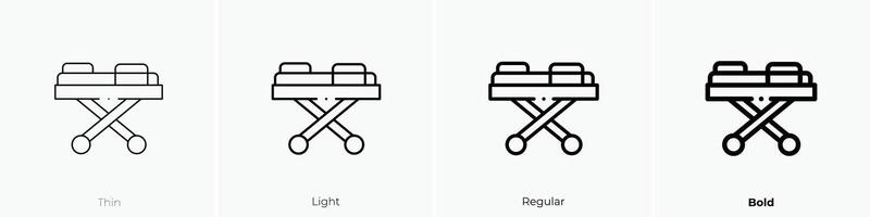 medical stretcher icon. Thin, Light, Regular And Bold style design isolated on white background vector