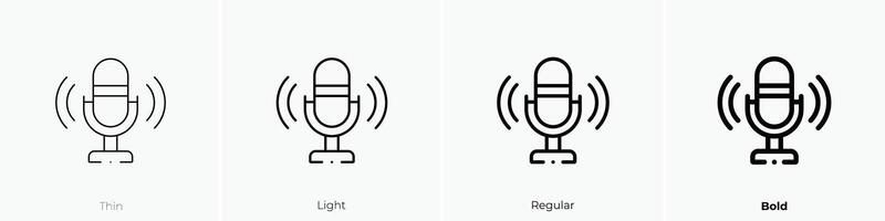 microphone icon. Thin, Light, Regular And Bold style design isolated on white background vector