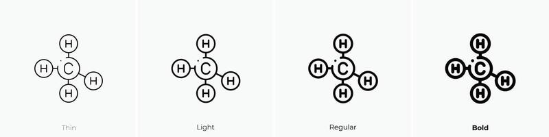 metano icono. delgado, luz, regular y negrita estilo diseño aislado en blanco antecedentes vector