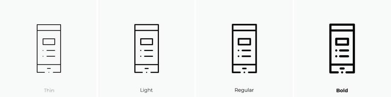 mobile phone icon. Thin, Light, Regular And Bold style design isolated on white background vector