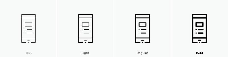 móvil teléfono icono. delgado, luz, regular y negrita estilo diseño aislado en blanco antecedentes vector