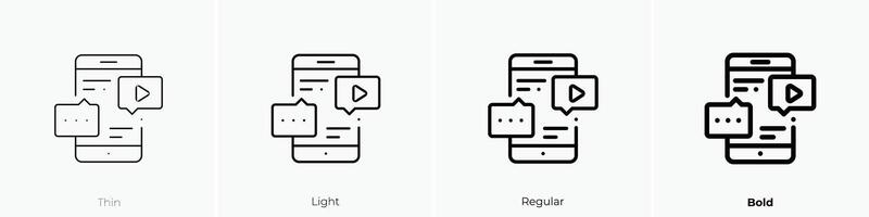 móvil icono. delgado, luz, regular y negrita estilo diseño aislado en blanco antecedentes vector