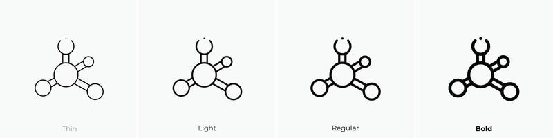 molécula icono. delgado, luz, regular y negrita estilo diseño aislado en blanco antecedentes vector