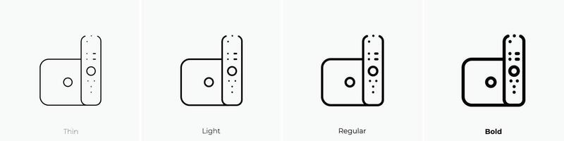 medios de comunicación jugador icono. delgado, luz, regular y negrita estilo diseño aislado en blanco antecedentes vector