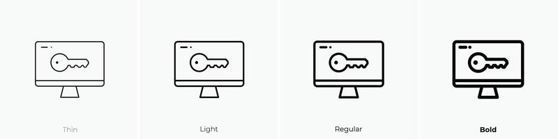 monitor icono. delgado, luz, regular y negrita estilo diseño aislado en blanco antecedentes vector