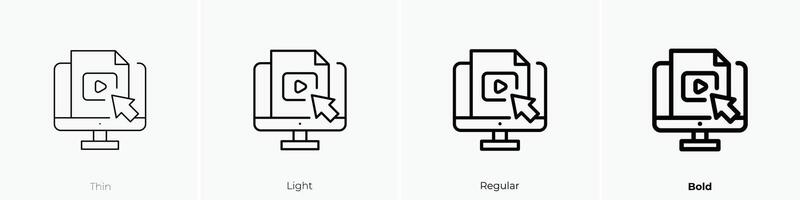 media icon. Thin, Light, Regular And Bold style design isolated on white background vector