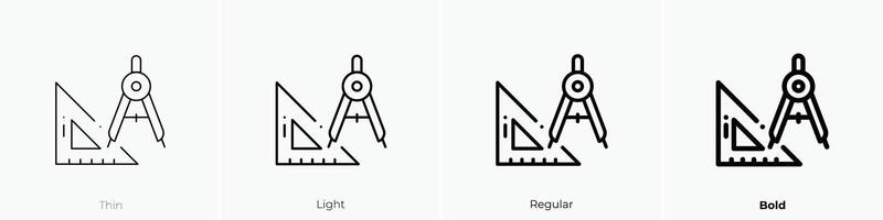 medida icono. delgado, luz, regular y negrita estilo diseño aislado en blanco antecedentes vector