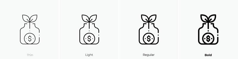 money bag icon. Thin, Light, Regular And Bold style design isolated on white background vector