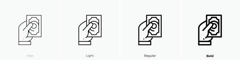 money icon. Thin, Light, Regular And Bold style design isolated on white background vector