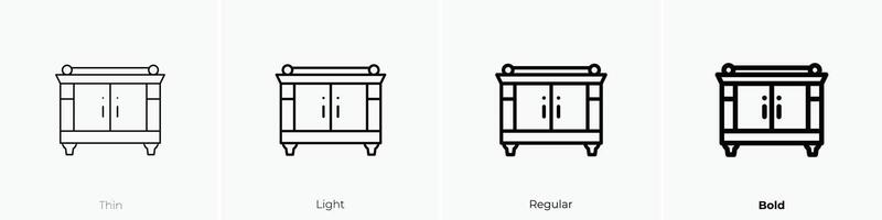 mesita de noche icono. delgado, luz, regular y negrita estilo diseño aislado en blanco antecedentes vector