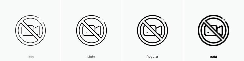 no recording icon. Thin, Light, Regular And Bold style design isolated on white background vector