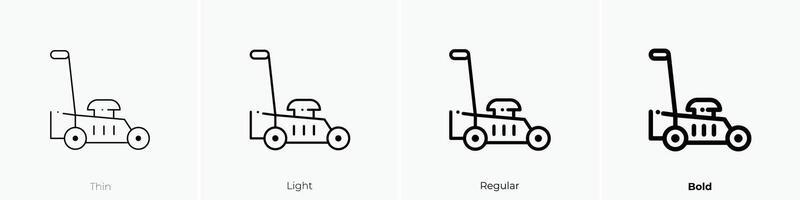 mower icon. Thin, Light, Regular And Bold style design isolated on white background vector