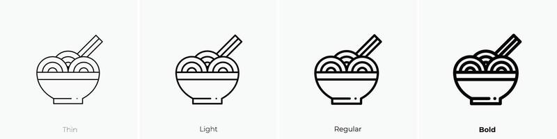 noodles icon. Thin, Light, Regular And Bold style design isolated on white background vector