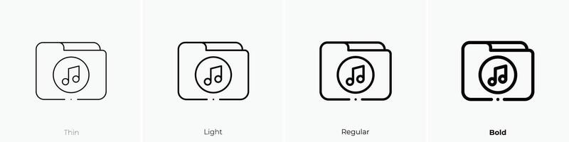 music folder icon. Thin, Light, Regular And Bold style design isolated on white background vector