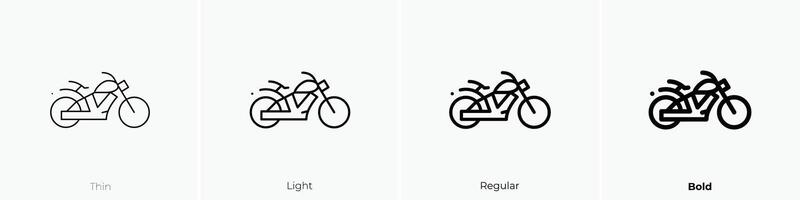 motorcycle icon. Thin, Light, Regular And Bold style design isolated on white background vector