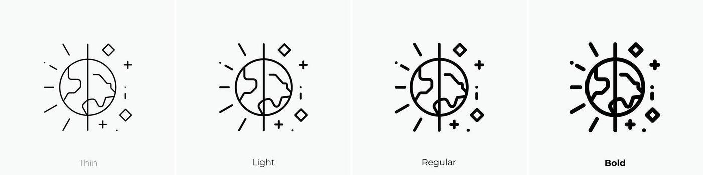 night icon. Thin, Light, Regular And Bold style design isolated on white background vector