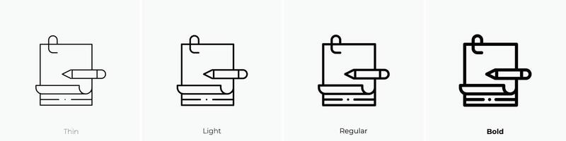 notes icon. Thin, Light, Regular And Bold style design isolated on white background vector