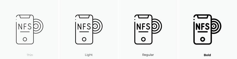 nfc icono. delgado, luz, regular y negrita estilo diseño aislado en blanco antecedentes vector