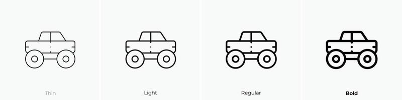 monstruo camión icono. delgado, luz, regular y negrita estilo diseño aislado en blanco antecedentes vector