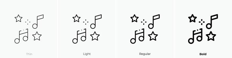 musical notas icono. delgado, luz, regular y negrita estilo diseño aislado en blanco antecedentes vector