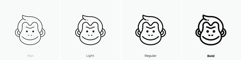 monkey icon. Thin, Light, Regular And Bold style design isolated on white background vector