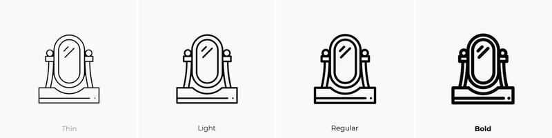 mirror icon. Thin, Light, Regular And Bold style design isolated on white background vector