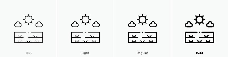 meadow icon. Thin, Light, Regular And Bold style design isolated on white background vector