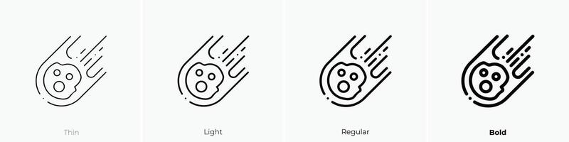 meteor icon. Thin, Light, Regular And Bold style design isolated on white background vector