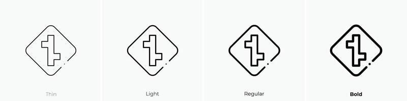 merging icon. Thin, Light, Regular And Bold style design isolated on white background vector