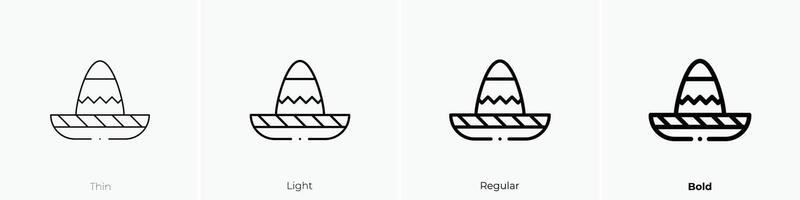 mexican hat icon. Thin, Light, Regular And Bold style design isolated on white background vector