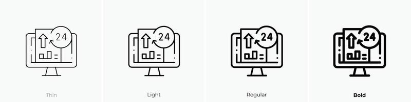 monitoring icon. Thin, Light, Regular And Bold style design isolated on white background vector