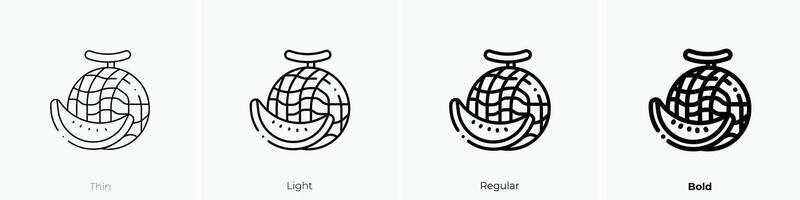 melón icono. delgado, luz, regular y negrita estilo diseño aislado en blanco antecedentes vector