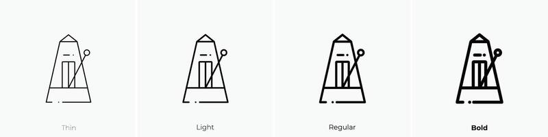 metrónomo icono. delgado, luz, regular y negrita estilo diseño aislado en blanco antecedentes vector