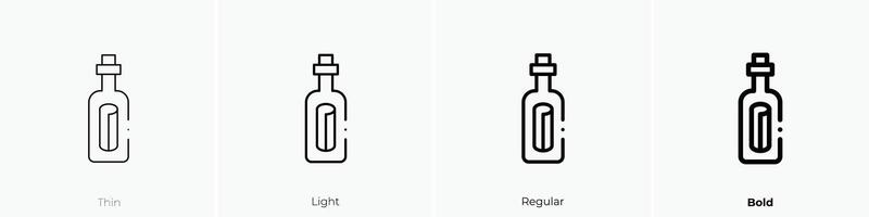 message in a bottle icon. Thin, Light, Regular And Bold style design isolated on white background vector