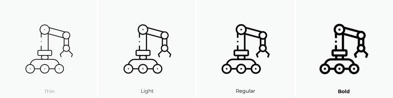mechanical arm icon. Thin, Light, Regular And Bold style design isolated on white background vector