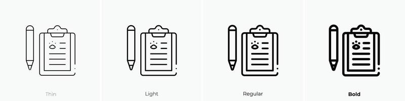 medical record icon. Thin, Light, Regular And Bold style design isolated on white background vector